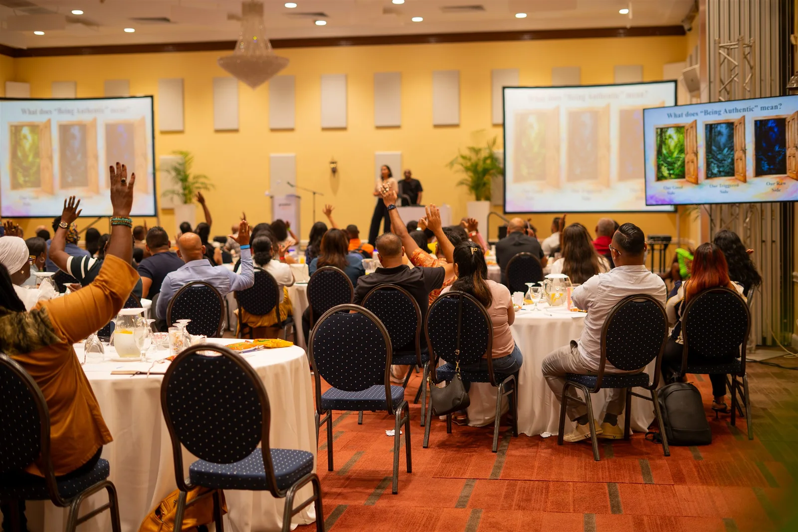 Erika facilitating a Truthversation event for a large audience
