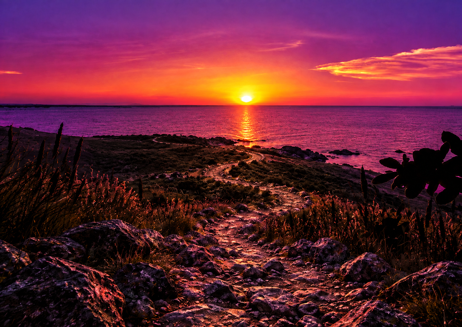 A vivid horizon opening over the sea